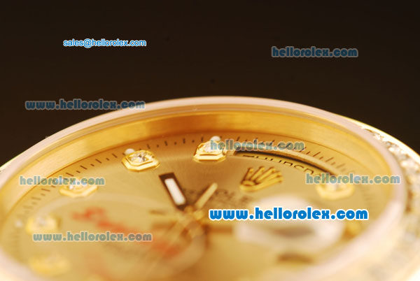 Rolex Day-Date Automatic Full Gold with Diamond Bezel-Golden Dial - Click Image to Close